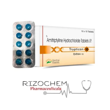 Amitriptyline Tablets 10mg Tryptican 10, supplied by Rizochem Pharmaceuticals.