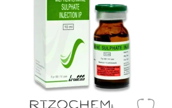 Mephentermine Sulphate Injection by Rizochem Pharmaceuticals: Vasopressor injection used to treat low blood pressure, ensuring stable circulation.