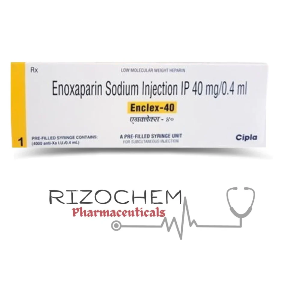 Enoxaparin Sodium Injection 40mg/0.4ml Enclex 40 - Anticoagulant used to prevent blood clots, available at Rizochem Pharmaceuticals Wholesaler & Exporter.