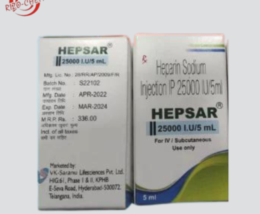 Image: Hepsar Heparin Sodium Injection - a pharmaceutical product with the keyword 'Heparin Sodium Injection Hepsar' prominently displayed on the packaging