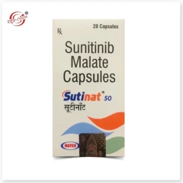 SEO-friendly image alt text: Sunitinib Malate Capsules Sutinat by Rizochem Pharmaceuticals, used in cancer treatment, available for worldwide export.