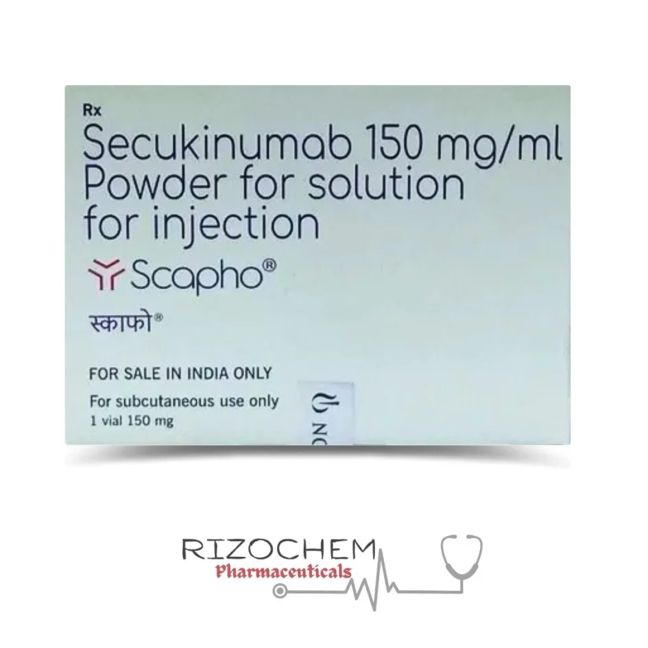 Secukinumab 150mg/ml Injection Scopho - Treatment for plaque psoriasis and other inflammatory conditions, provided by Rizochem Pharmaceuticals.