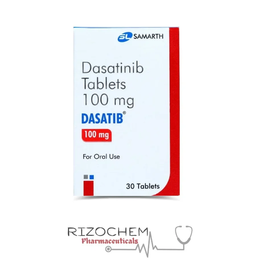 Dasatinib Tablets 100mg Dasatib by Rizochem Pharmaceuticals - used for treating chronic myeloid leukemia and acute lymphoblastic leukemia.