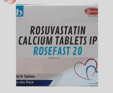 A blister pack of Rosefast 20, containing 20mg Rosuvastatin tablets for cholesterol management