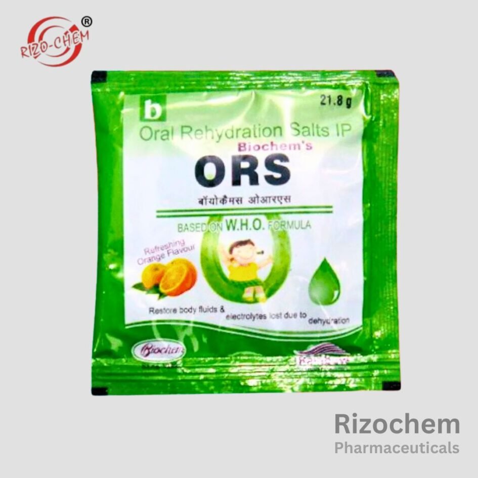 Biochem's ORS Powder 21gm with orange flavor is an oral rehydration solution designed to prevent and treat dehydration, especially due to diarrhea or intense physical activity. Each 21gm sachet contains a balanced mix of electrolytes and glucose to quickly replenish lost fluids and essential salts in the body. The orange flavor makes it more palatable, encouraging better hydration adherence. Simply dissolve the powder in clean water as directed for effective use. Ideal for use in both children and adults.