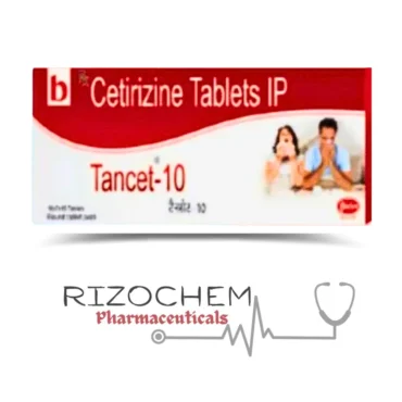 Cetirizine Dihydrochloride IP 10mg TANCET tablet by Rizochem Pharmaceuticals, a trusted exporter and wholesaler of pharmaceutical products.