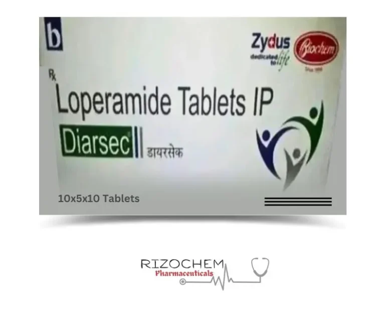 Loperamide Hydrochloride 2mg Diarsec Tablets - Effective anti-diarrheal medication by Rizochem Pharmaceuticals for gastrointestinal relief.