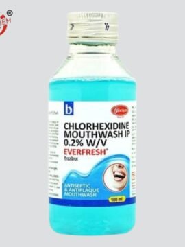 Image: Everfresh Mouthwash - Chlorhexidine Gluconate labeled with the keyword 'Chlorhexidine Gluconate Everfresh Mouthwash' on the packaging.