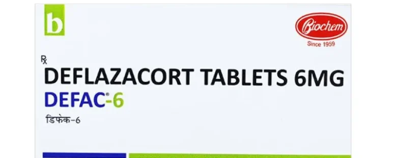 DEFAC 6 Deflazacort 6mg Tablet – A corticosteroid used for treating inflammation, autoimmune disorders, and Duchenne muscular dystrophy. Available for export from Rizochem Pharmaceuticals.