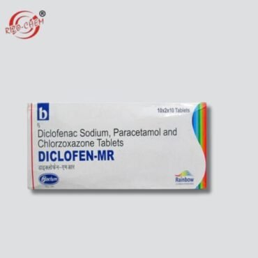 Image showing a box of medication labeled 'Diclofenec PCM Serritiopeptidase DICLOFEN MR