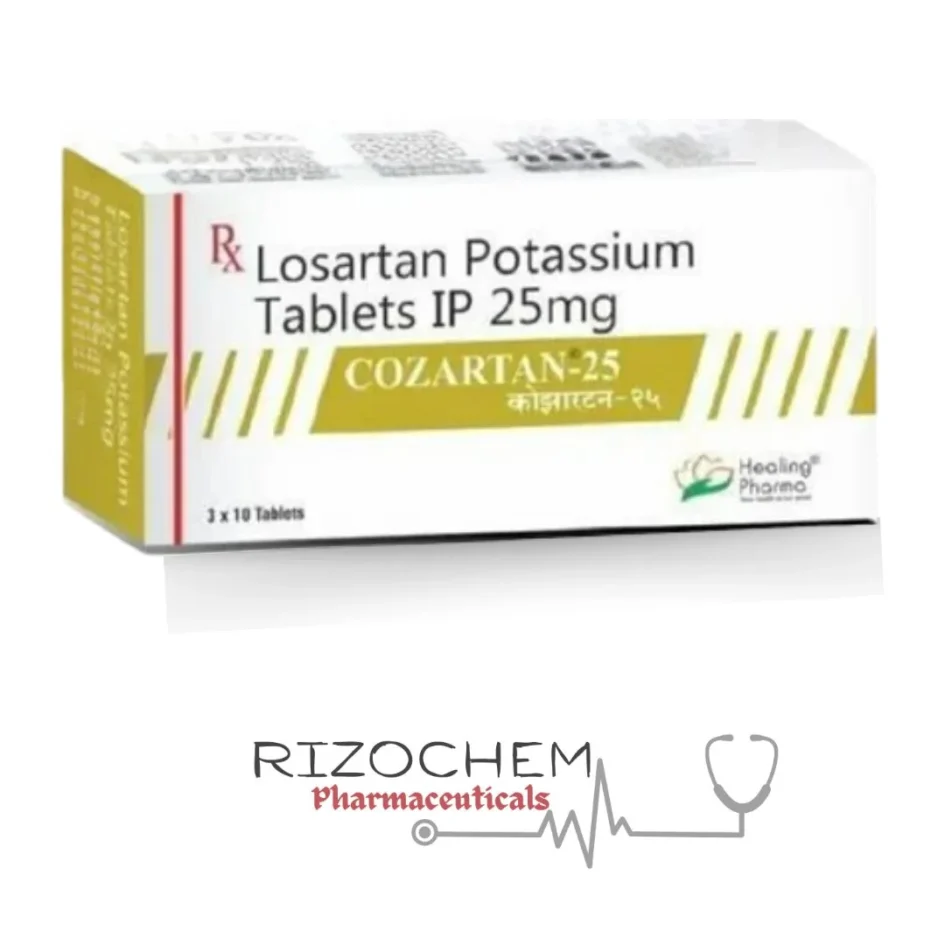 Losartan Potassium IP 25mg Tab. LOSATAN 25 - Quality Medication from Rizochem Pharmaceuticals.