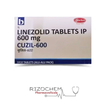 Linezolid IP 600mg CUZIL by Rizochem Pharmaceuticals - antibiotic treatment for bacterial infections like pneumonia and skin infections.