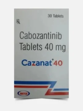 Cazanat 40 Tablet – Cabozantinib 40mg for advanced cancer treatment. Trusted quality by Rizochem Pharmaceuticals, a global pharmaceutical wholesaler and exporter.