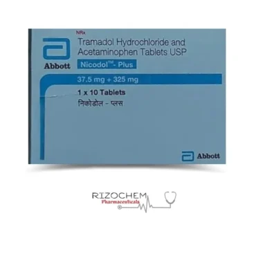 icodol Plus Tablet packaging for effective pain relief, combining active ingredients for enhanced analgesic benefits – available at Rizochem Pharmaceuticals