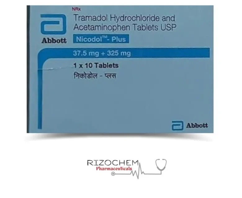 icodol Plus Tablet packaging for effective pain relief, combining active ingredients for enhanced analgesic benefits – available at Rizochem Pharmaceuticals