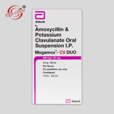 This antibiotic Megamox-CV Duo Dry Syrup combines amoxicillin and clavulanic acid to combat a wide range of bacterial infections.