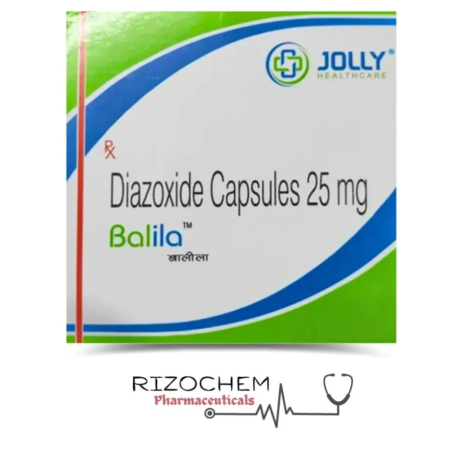 Diazoxide 25mg Capsule - Blood Pressure and Blood Sugar Management | Rizochem Pharmaceuticals Wholesaler & Exporter