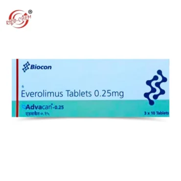 Advacan-Everolimus 0.25mg Tablet - Immunosuppressant medication used in cancer treatment and organ transplant management, inhibiting cell growth.