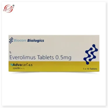 Advacan-Everolimus 0.5mg Tablet - Immunosuppressant and cancer treatment medication, designed to inhibit cell growth and prevent organ rejection.