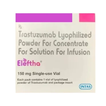 Eleftha Trastuzumab 150mg Injection – A monoclonal antibody used for treating HER2-positive breast and gastric cancer. Available for export from Rizochem Pharmaceuticals.