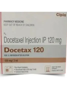 Docetax 120mg Injection – A chemotherapy drug containing Docetaxel, used for treating breast, lung, prostate, and other cancers. Available for export from Rizochem Pharmaceuticals.