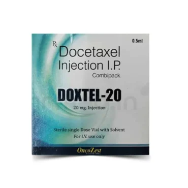 Docetax 20mg Injection – A chemotherapy medication containing Docetaxel, used for treating breast, lung, prostate, and other cancers. Available for export from Rizochem Pharmaceuticals.