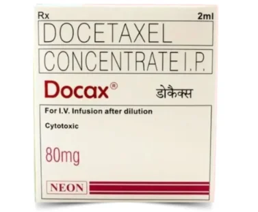 Docax Docetaxel 80mg Injection – A chemotherapy drug used for treating breast, lung, prostate, and other cancers. Available for export from Rizochem Pharmaceuticals.