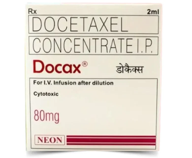 Docax Docetaxel 80mg Injection – A chemotherapy drug used for treating breast, lung, prostate, and other cancers. Available for export from Rizochem Pharmaceuticals.