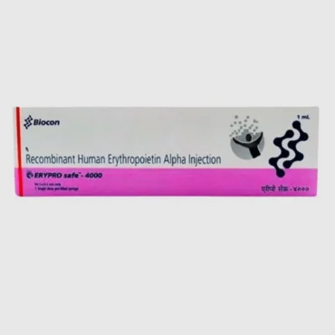 Erypro Safe 4000IU Injection – Erythropoietin injection for the treatment of anemia associated with chronic kidney disease and chemotherapy, available from Rizochem Pharmaceuticals.