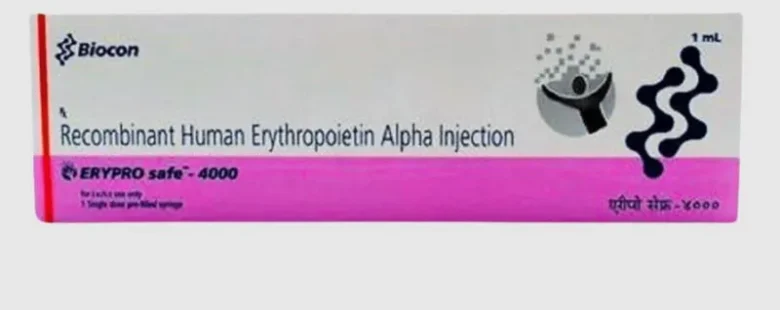 Erypro Safe 4000IU Injection – Erythropoietin injection for the treatment of anemia associated with chronic kidney disease and chemotherapy, available from Rizochem Pharmaceuticals.