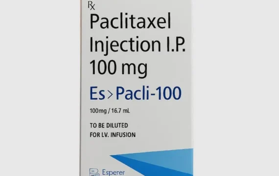 Es Pacli 100mg Injection – Paclitaxel-based chemotherapy medication used for the treatment of various cancers, available for export from Rizochem Pharmaceuticals