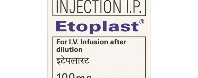 Etoplast Etoposide 100mg Injection – Anticancer medication used for treating lung cancer, testicular cancer, and other malignancies, available from Rizochem Pharmaceuticals.