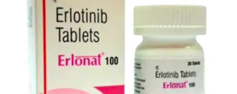**"Erlonat Erlotinib 100mg Tablet – Targeted therapy for non-small cell lung cancer and pancreatic cancer, exported by Rizochem Pharmaceuticals.