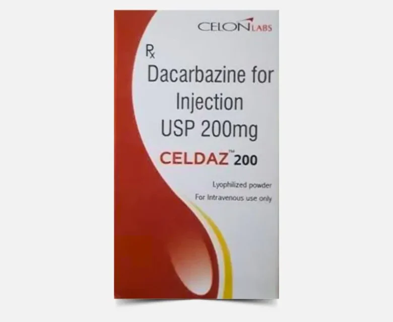 Celdaz Dacarbazine 200mg Injection – High-quality chemotherapy medication for cancer treatment, available for export from Rizochem Pharmaceuticals.