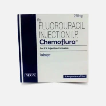 Chemoflura Fluorouracil 250mg Injection – an effective chemotherapy medication used for cancer treatment. Available for export at Rizochem Pharmaceuticals, a trusted pharmaceutical wholesaler.