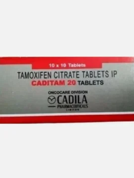 Caditam Tamoxifen 20mg Tablet – A hormone therapy medication used for breast cancer treatment and prevention. Available for export from Rizochem Pharmaceuticals.