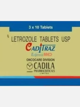 Caditraz Letrozole 2.5mg Tablet – An effective aromatase inhibitor used for treating hormone-sensitive breast cancer. Available for export from Rizochem Pharmaceuticals.