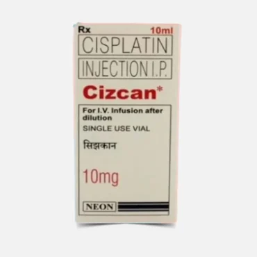 Cizcan Cisplatin 10mg Injection – A platinum-based chemotherapy drug used for treating various cancers, including bladder, ovarian, and lung cancer. Available for export from Rizochem Pharmaceuticals.