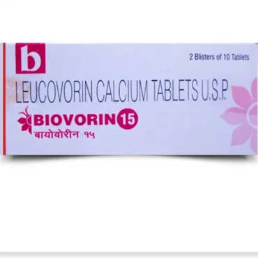 Biovorin 15mg Tablet - High-quality leucovorin calcium supplement by Rizochem Pharmaceuticals, used for cancer therapy support and folic acid deficiency treatment.