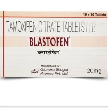 Blastofen Tamoxifen 20mg Tablet for breast cancer treatment, anti-estrogen medication for hormonal therapy.