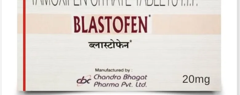 Blastofen Tamoxifen 20mg Tablet for breast cancer treatment, anti-estrogen medication for hormonal therapy.