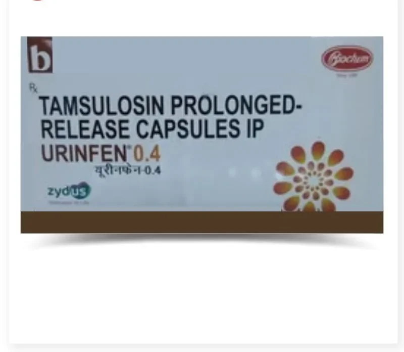 Urinfen- Tamsulosin 0.4mg Capsule - Treatment for benign prostatic hyperplasia (BPH), relieving urinary symptoms by relaxing prostate and bladder muscles.