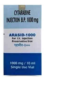 Arasid- Cytarabine 1000mg Injection - Chemotherapy medication used to treat various leukemias by inhibiting DNA synthesis in cancer cells.