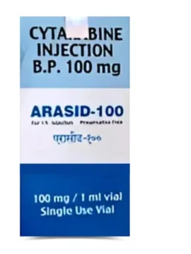 Arasid- Cytarabine 100mg Injection - Chemotherapy drug used to treat leukemia and other cancers by disrupting DNA synthesis in malignant cells.