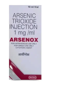 Arsenox Arsenic Trioxide 10mg Injection - Chemotherapy medication used for treating acute promyelocytic leukemia (APL) by inducing cancer cell apoptosis.