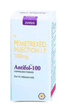 Antifol 100mg Injection - Chemotherapy medication used to treat various cancers by inhibiting folic acid pathways, preventing cancer cell growth.