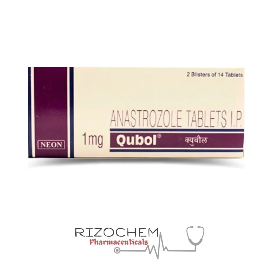 Qubol- Anastrozole 1mg Tablet by Rizochem Pharmaceuticals - treatment for breast cancer in postmenopausal women.