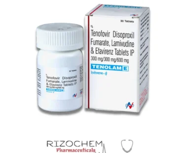 Tenolam E 300/300/600mg Tablet by Rizochem Pharmaceuticals – combination medication for managing HIV infection.