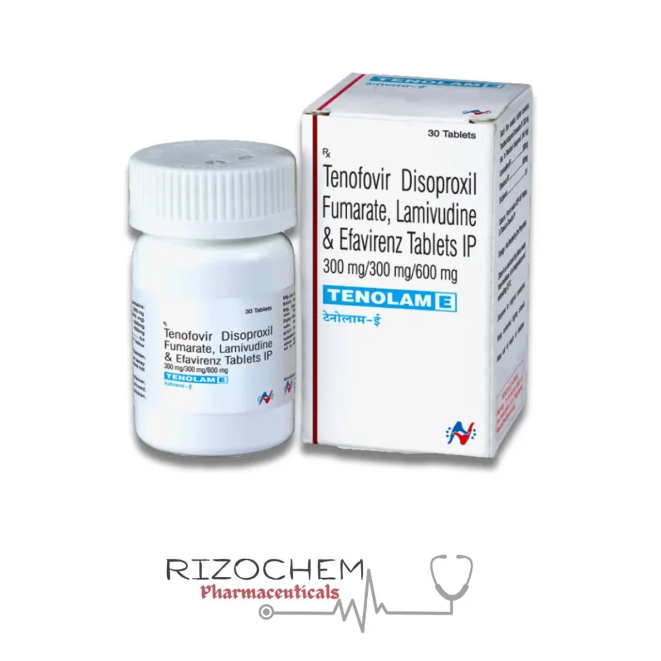 Tenolam E 300/300/600mg Tablet by Rizochem Pharmaceuticals – combination medication for managing HIV infection.