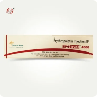 Epotrust 4000IU Injection, used for treating anemia caused by chronic kidney disease or chemotherapy, available at Rizochem Pharmaceuticals Wholesaler & Exporter.